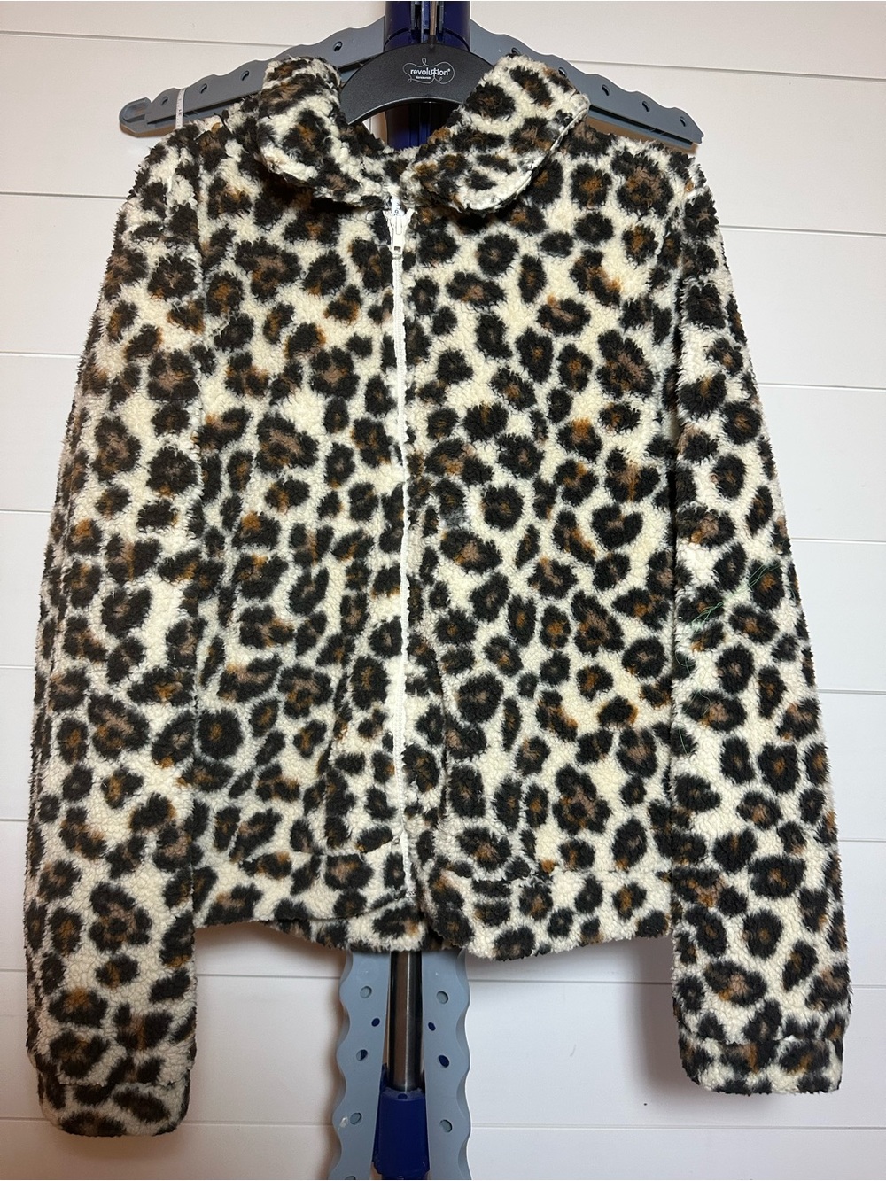 #127 Z Supply Leopard Faux Fur Zip Jacket - Cream, Brown, Black
